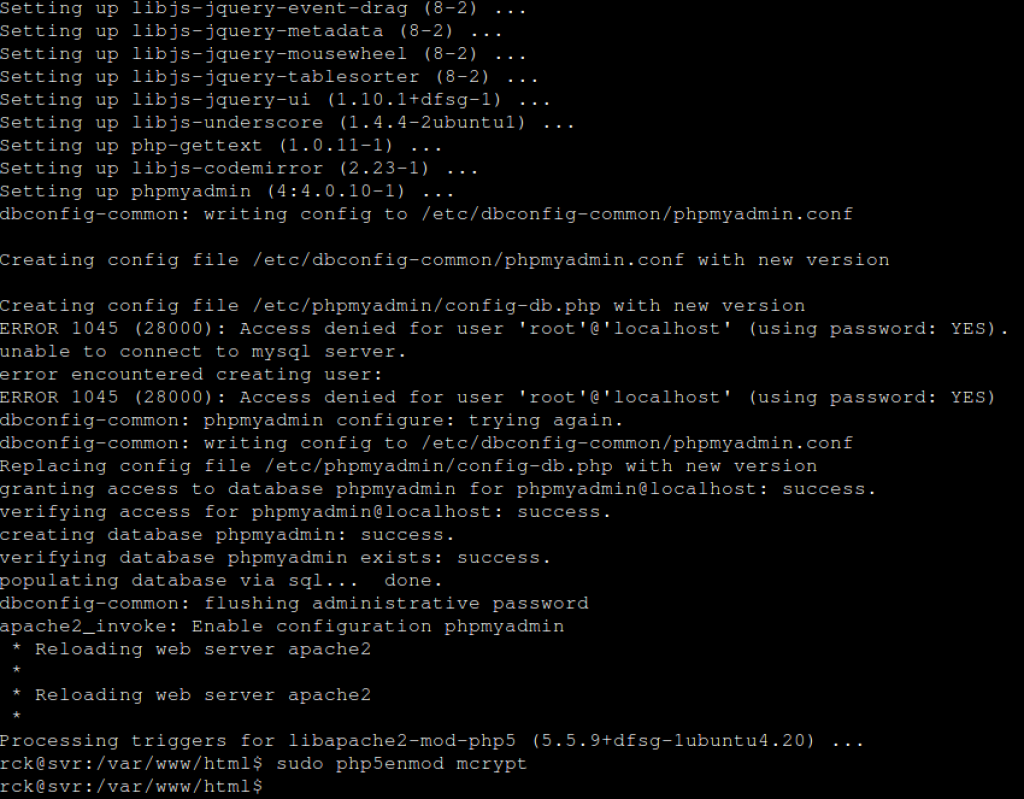 restart phpmyadmin ubuntu
